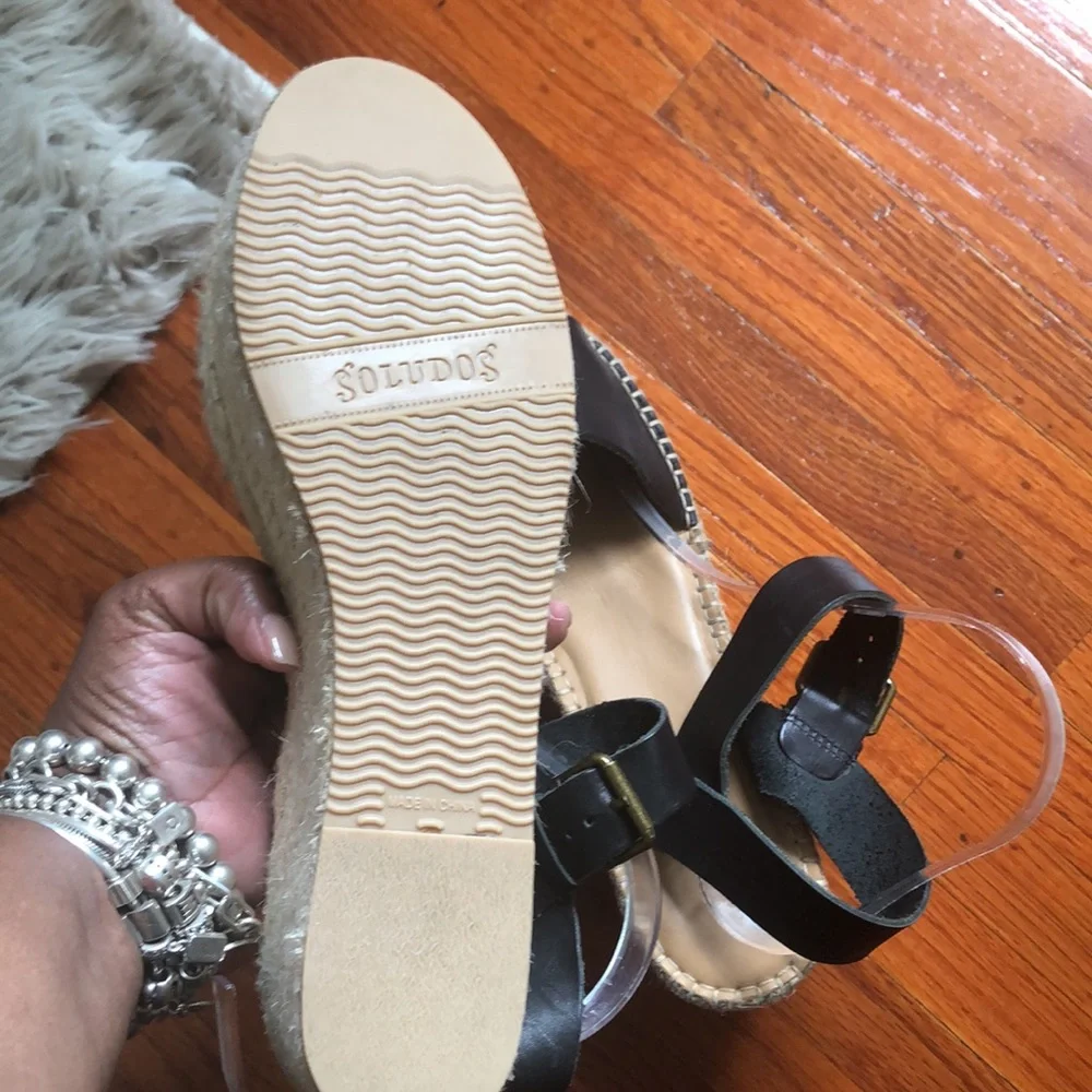 Soludos black wedge sandals
